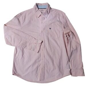 Chaps Men's Coastland Wash Oxford Pink Button Down Long Sleeve Shirt Size L
